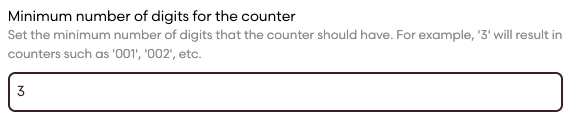 Minimum number of digits for counter